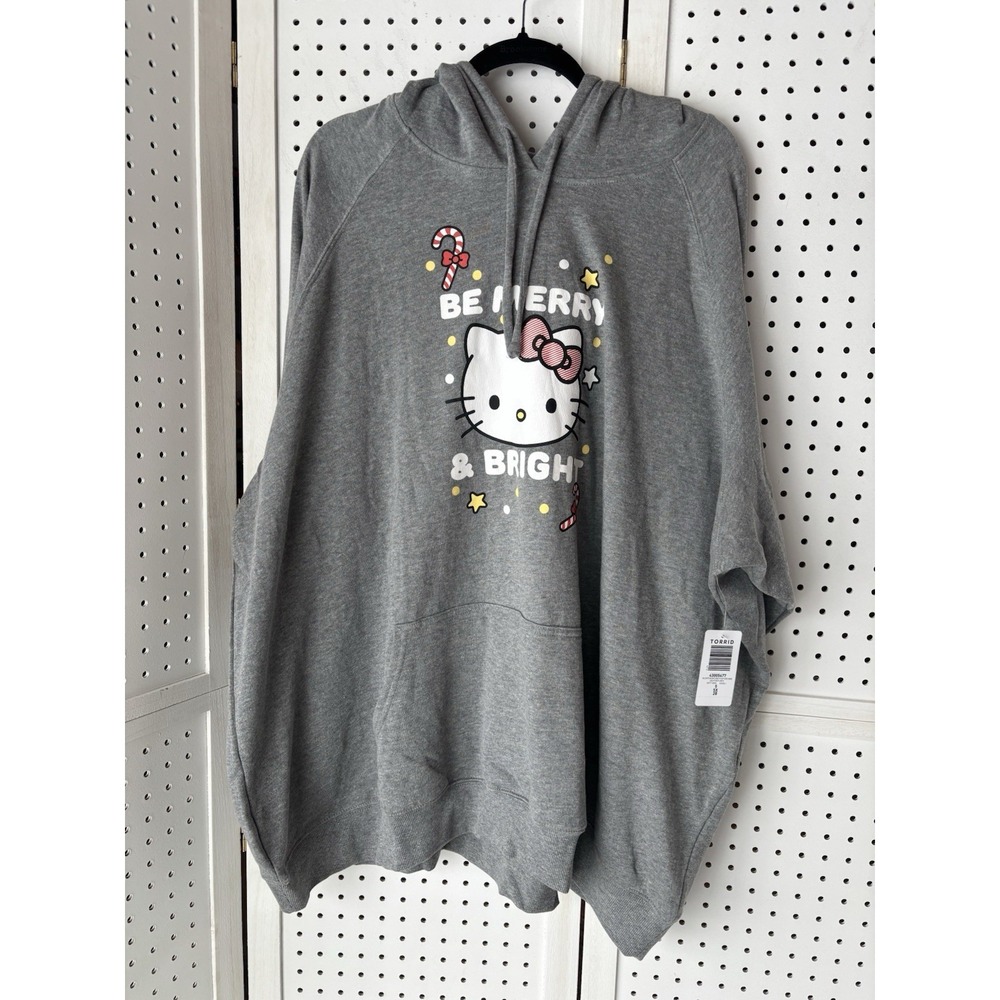 NWT TORRID PLUS 5X HELLO KITTY HOLIDAY CLASSIC FLEECE HOODIE Be Merry & Bright